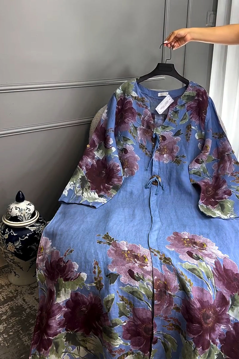 Long Sleeve Printed Casual Loose Dress
