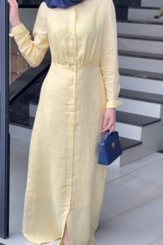 Solid Color Single-breasted Maxi Dress