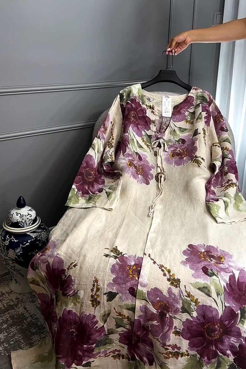 Long Sleeve Printed Casual Loose Dress