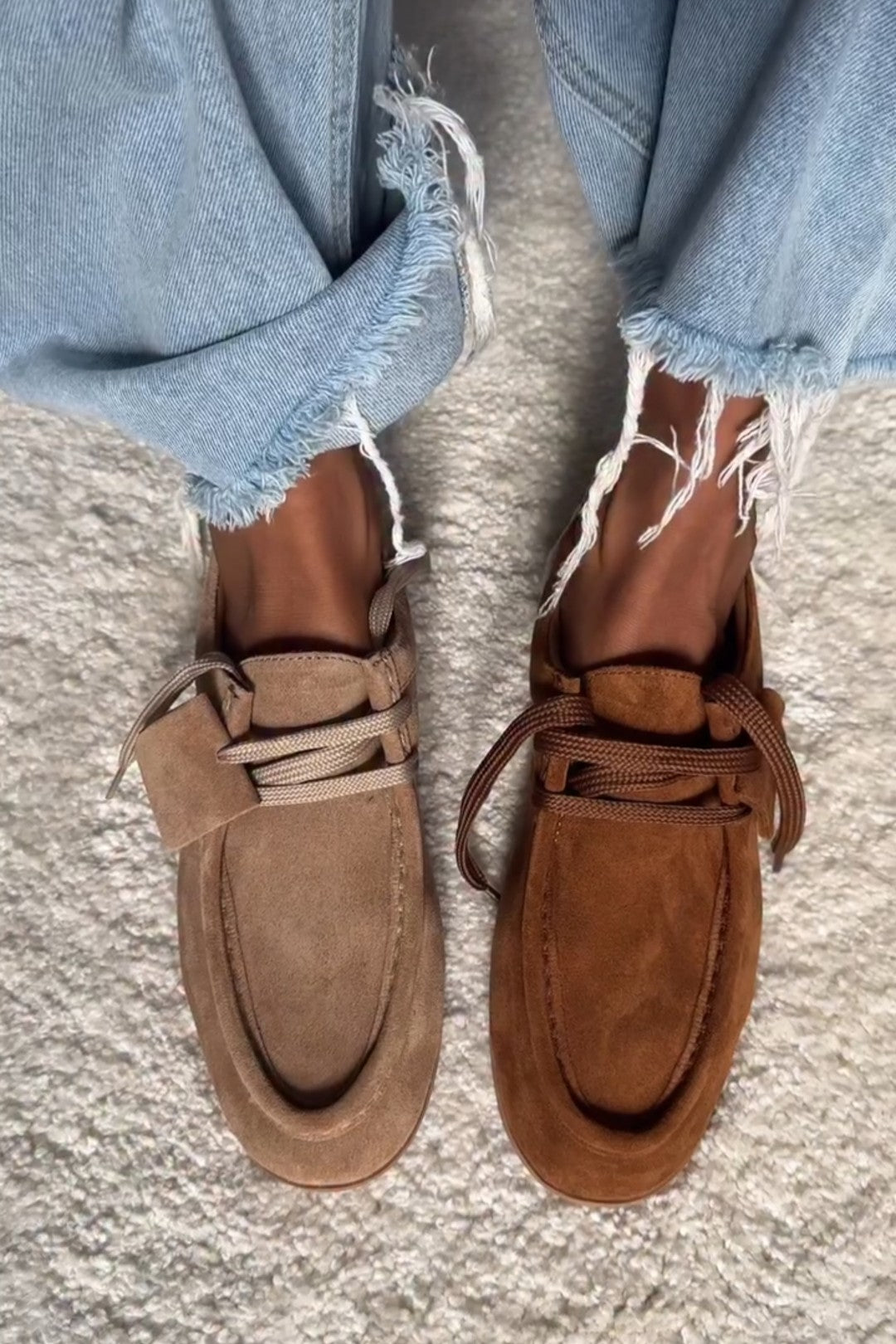 Women's Suede Shoelace Simple Style Shoes