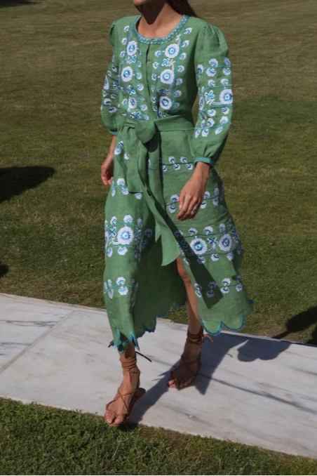 Linen Tie Belt Dress