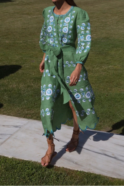 Linen Tie Belt Dress