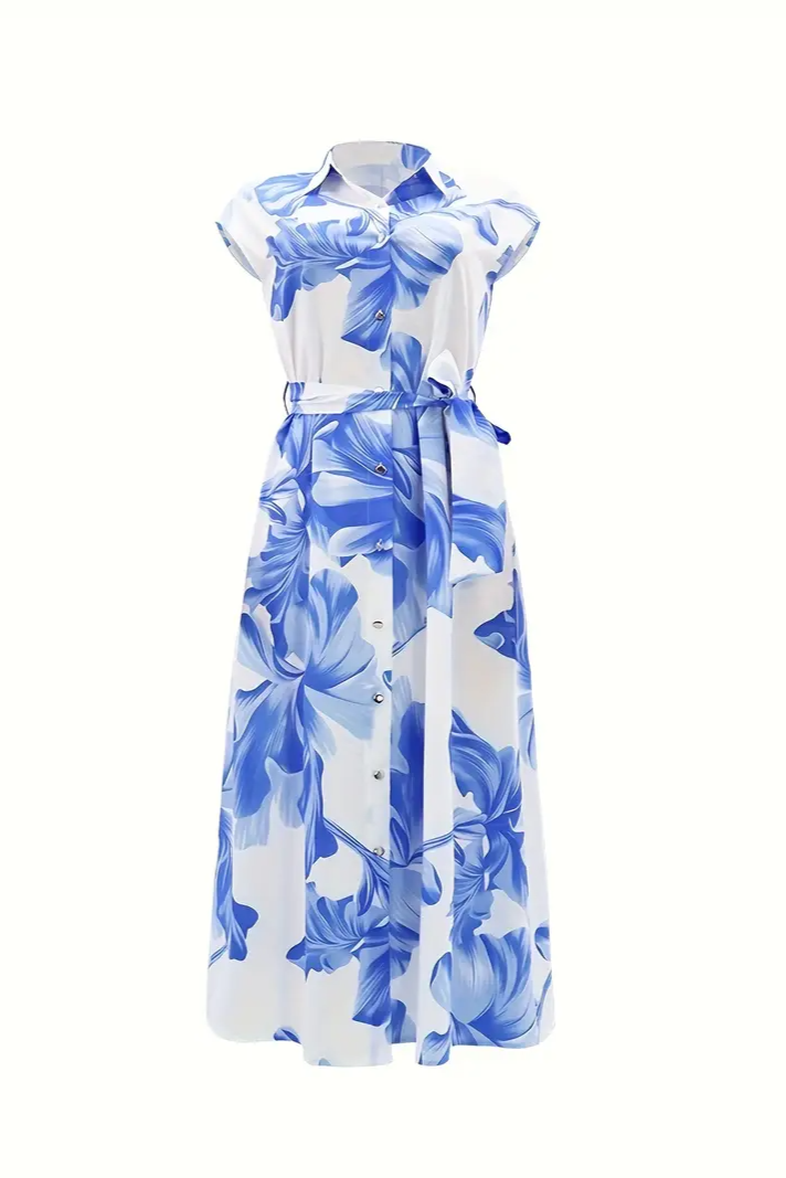 Floral Print Button Front Dress