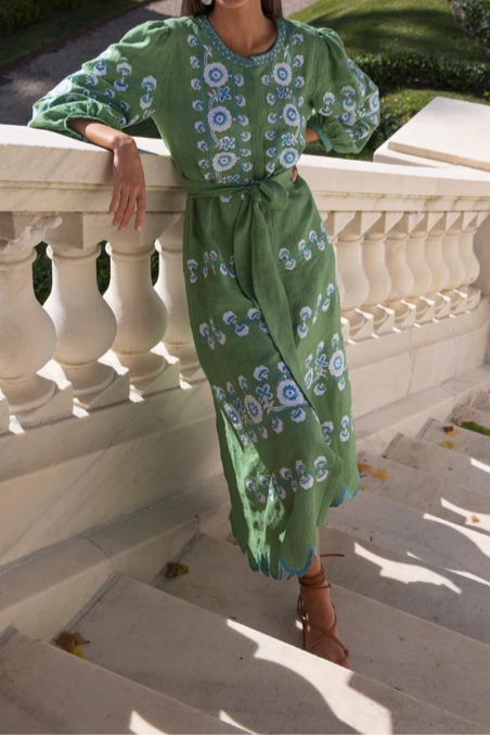 Linen Tie Belt Dress