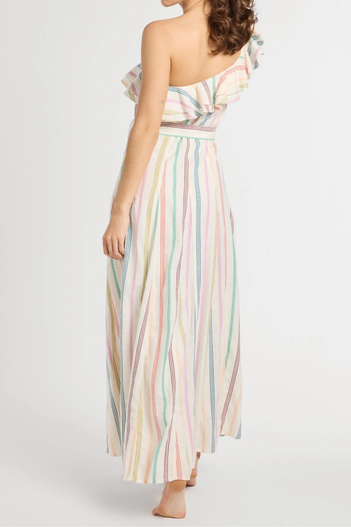 One-Shoulder Ruffled Slim Floral Dress