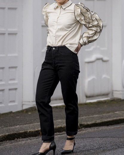 Layered Ruffle Long Sleeve Shirt