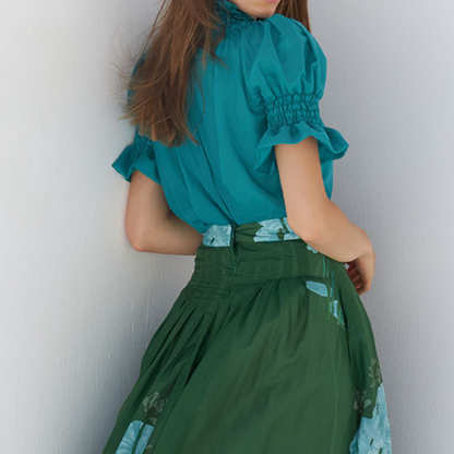 Blue Bubble Sleeve Shirt
