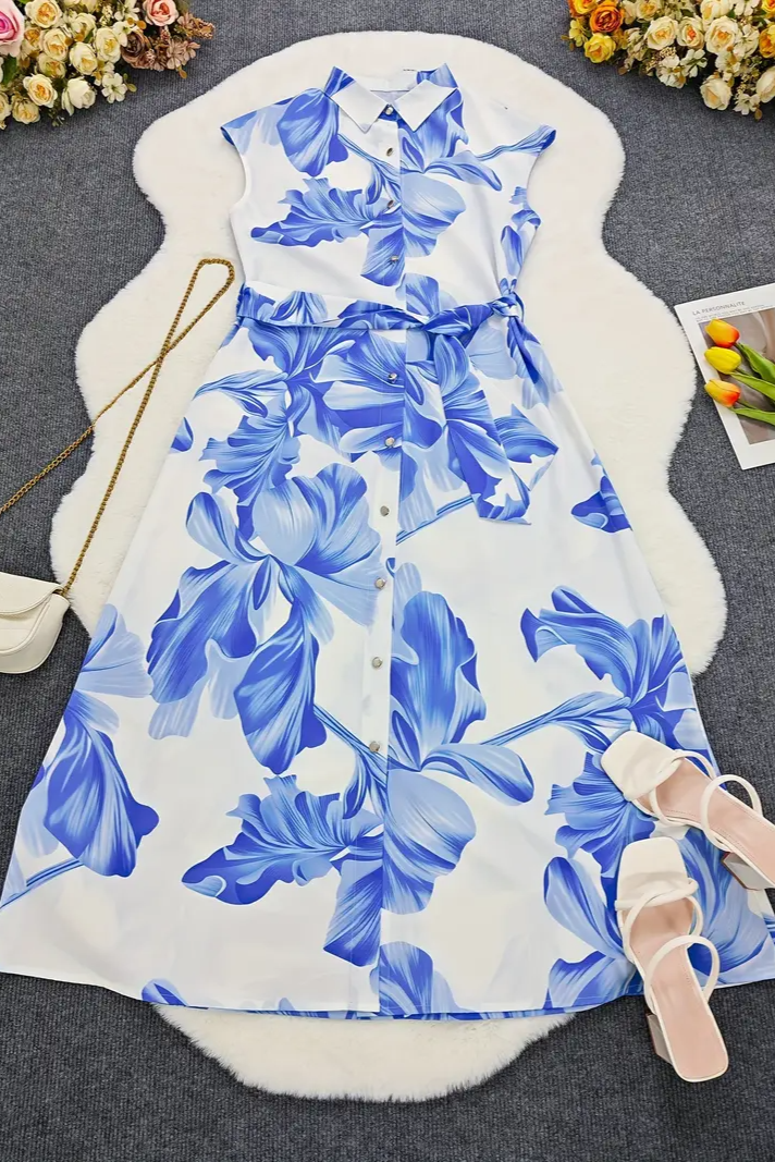 Floral Print Button Front Dress