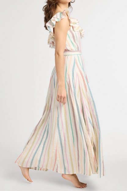 One-Shoulder Ruffled Slim Floral Dress