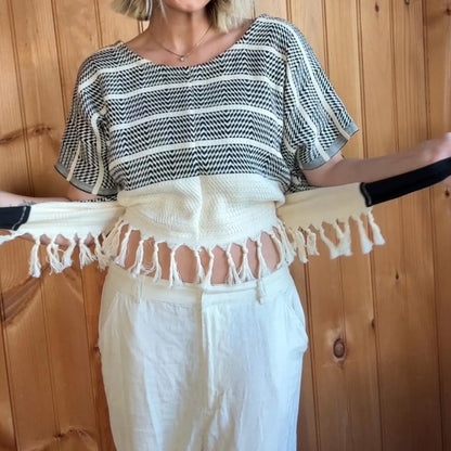Black And White Knitted Shawl