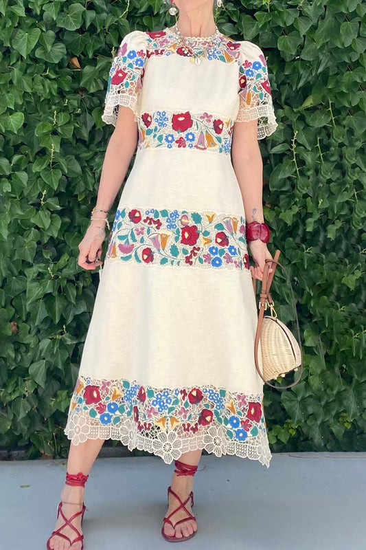 Elegant Flower Lace Patchwork Dress