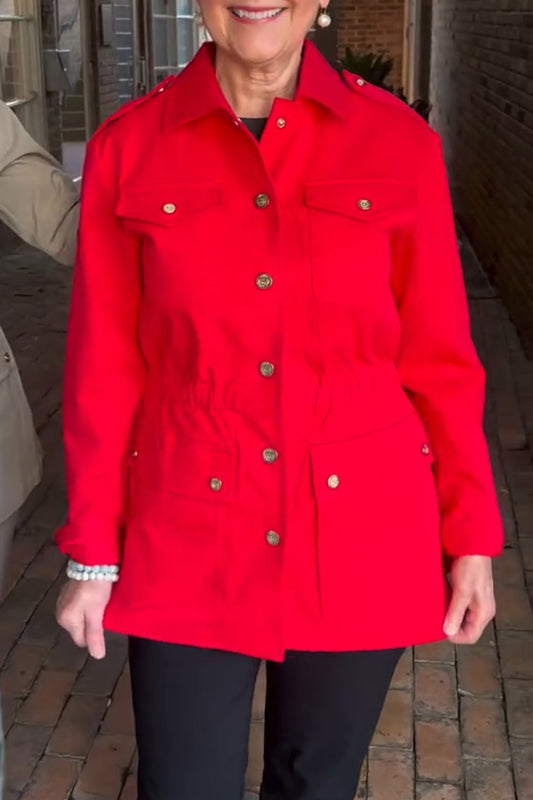 Multicolor Button Short Coat
