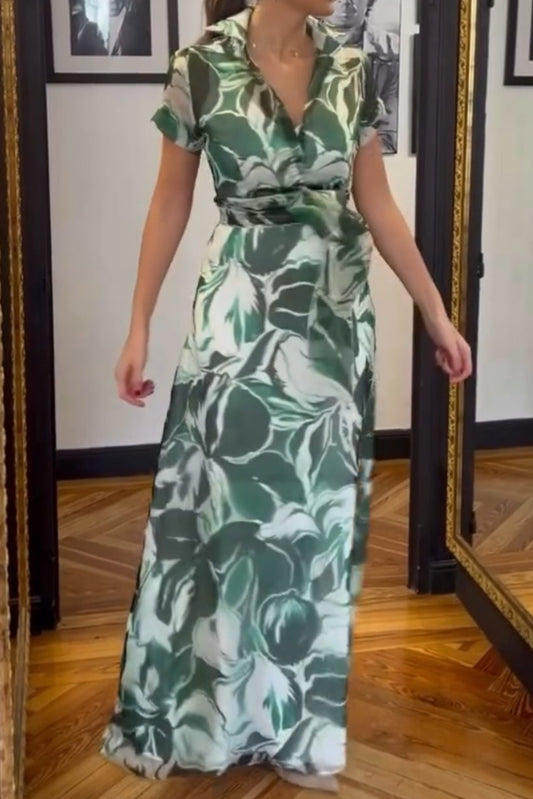 Fashion Collar Print Dress