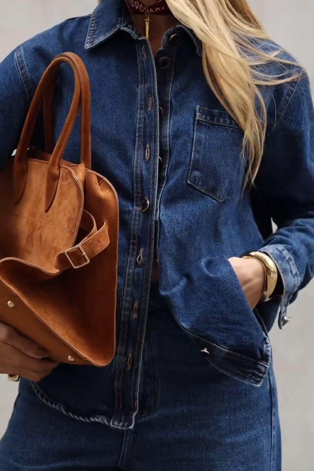 Simple Long Sleeve Denim Suit