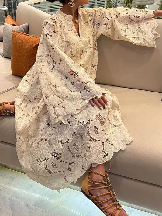 Loose Cut-Out Lace Dress