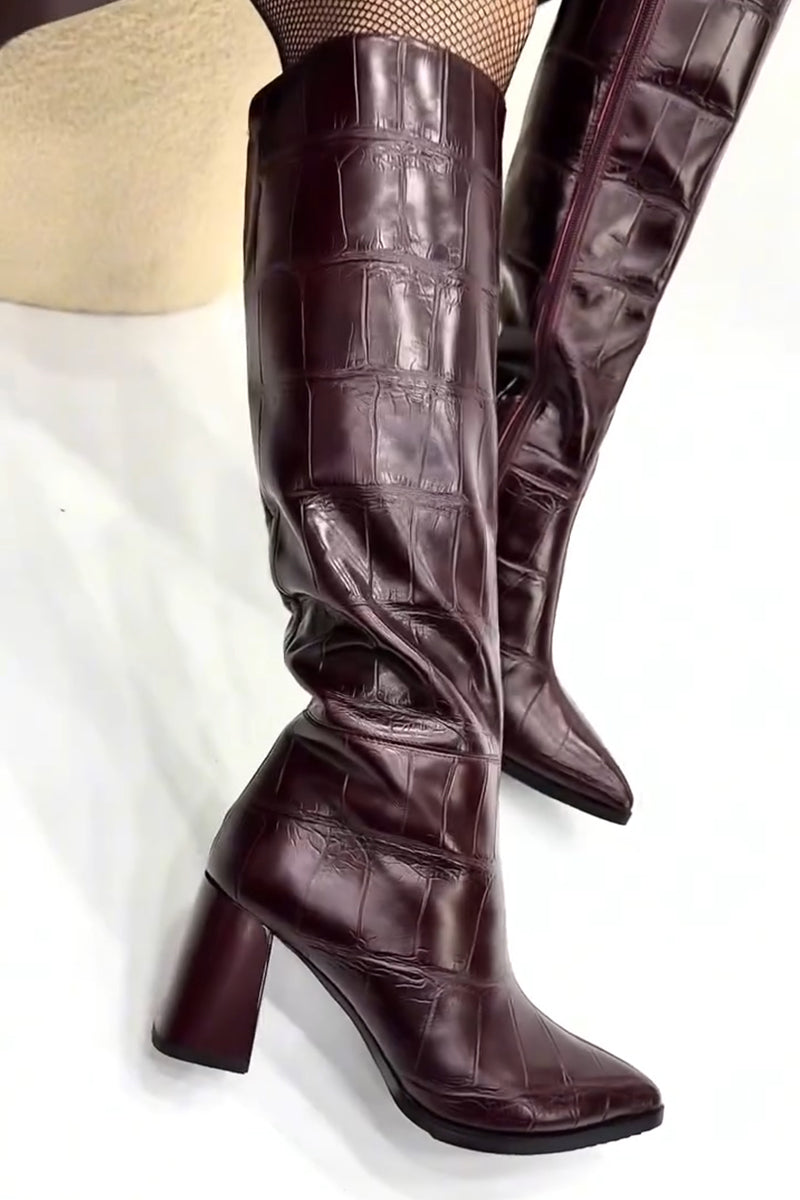 Plaid High-Heel Boots