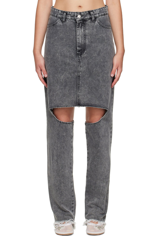 Knee-exposed Creative Denim Culottes