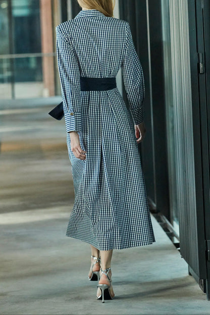 Plaid Waist Shirt Long Skirt