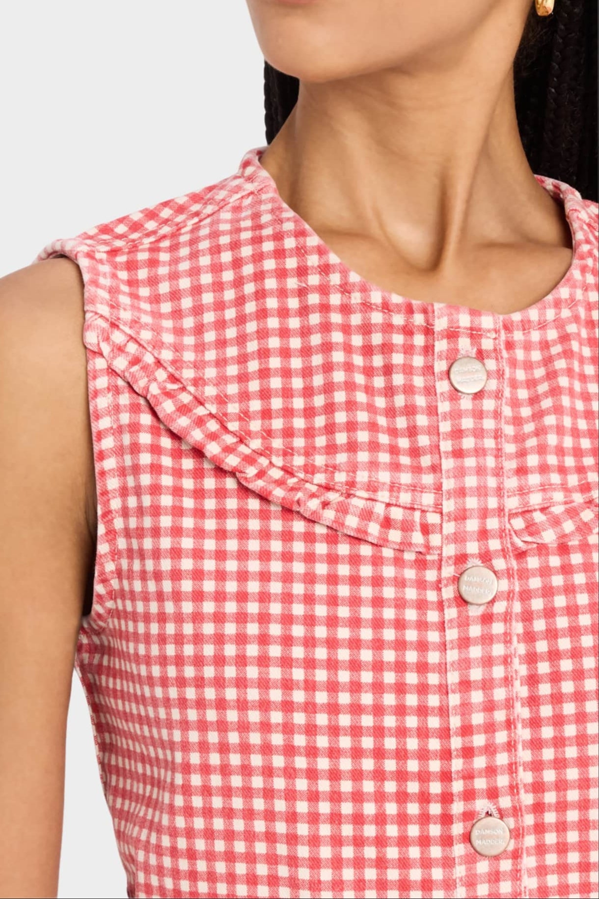 Cute Pink Plaid Sleeveless Suit