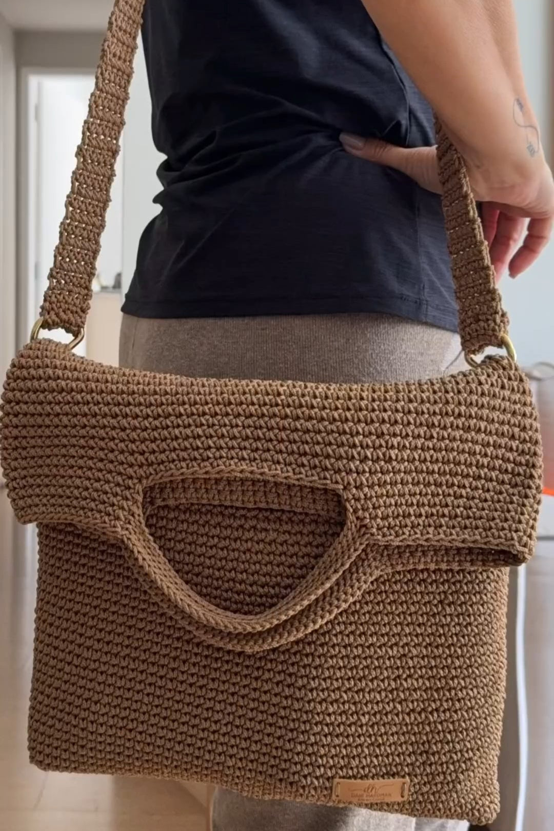 Brown Woven Tote Bag