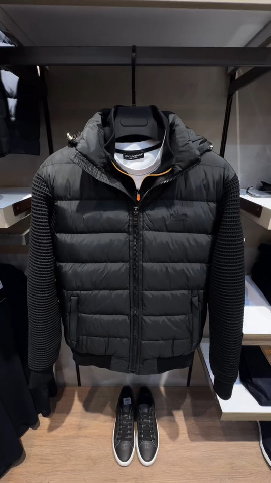 🔥Men's Classic Knit Patchwork Sleeve Down Jacket（⏰Free shipping✔️）