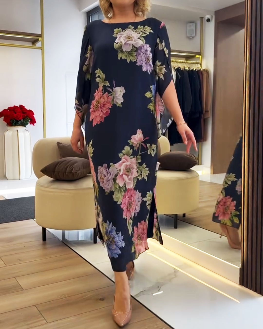 Unique Floral Print Maxi Dress