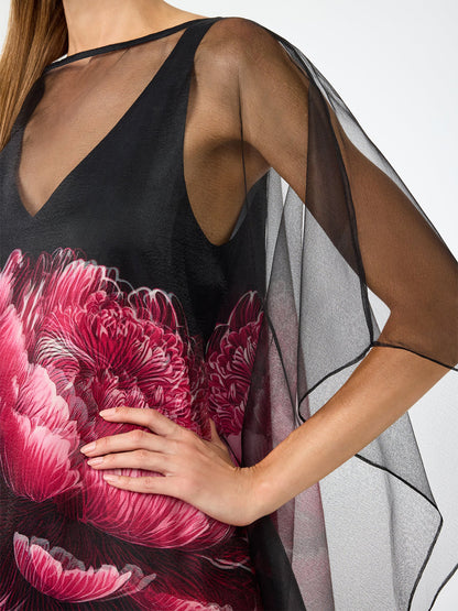 Floral Print See-through Maxi Dress