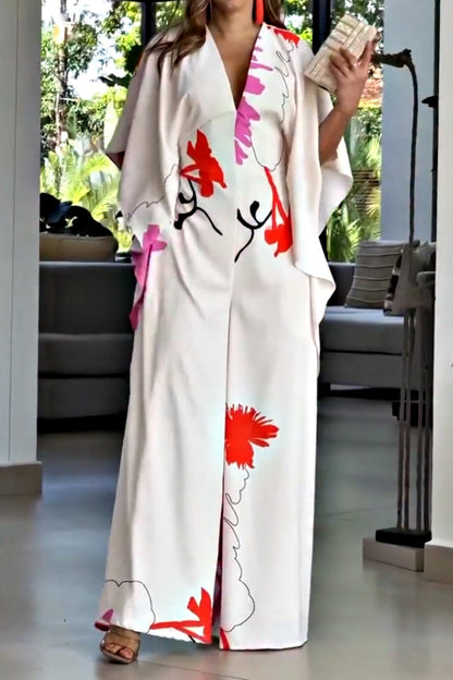 Fashionable Contrast Color, V-neck Design Slim Jumpsuit