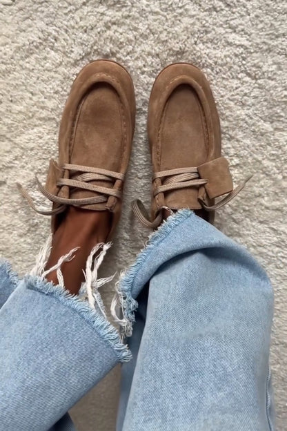 Women's Suede Shoelace Simple Style Shoes