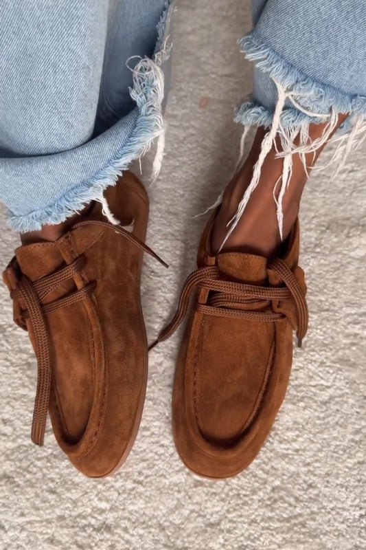 Women's Suede Shoelace Simple Style Shoes