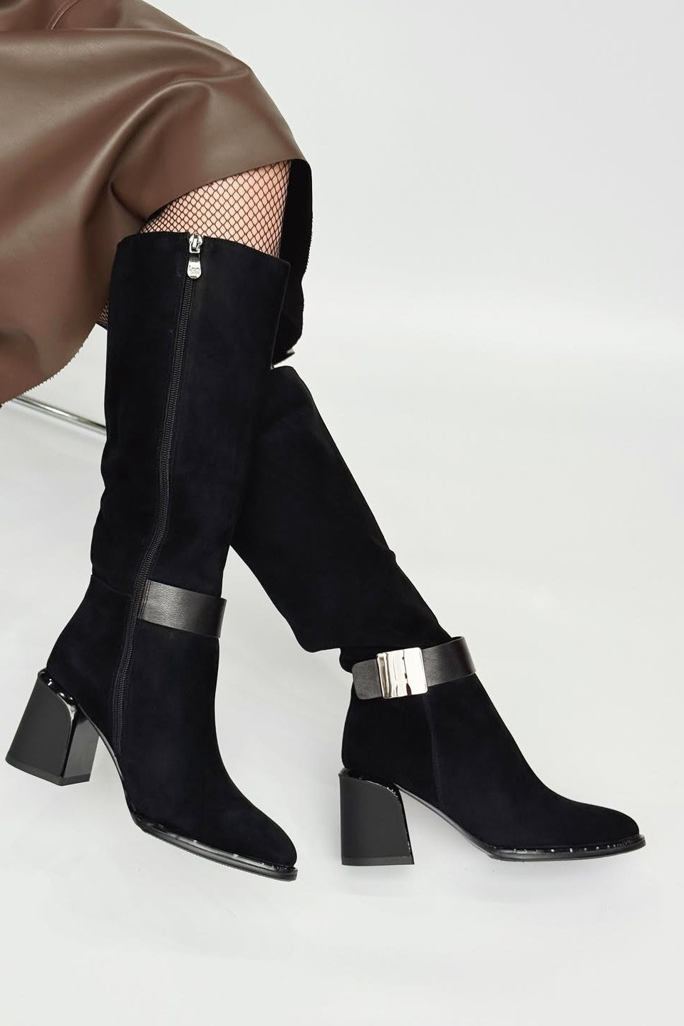 High-Heeled Plush Boots