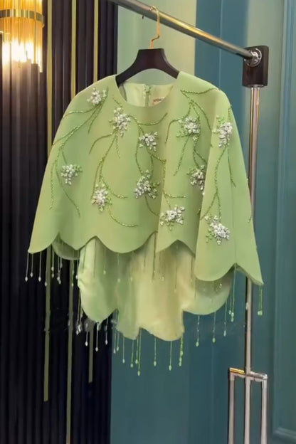 Rhinestone Embroidered Tassel Pullover Top