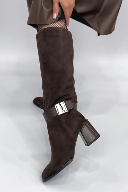 High-Heeled Plush Boots