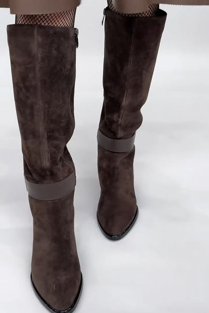 High-Heeled Plush Boots