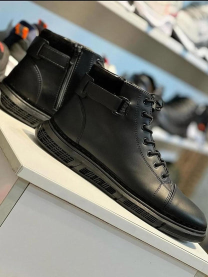 Black Martin Boots with Side Zipper