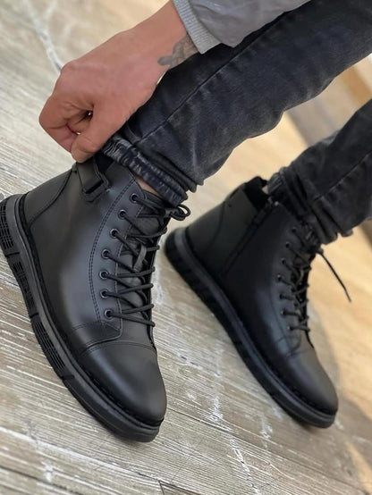 Black Martin Boots with Side Zipper