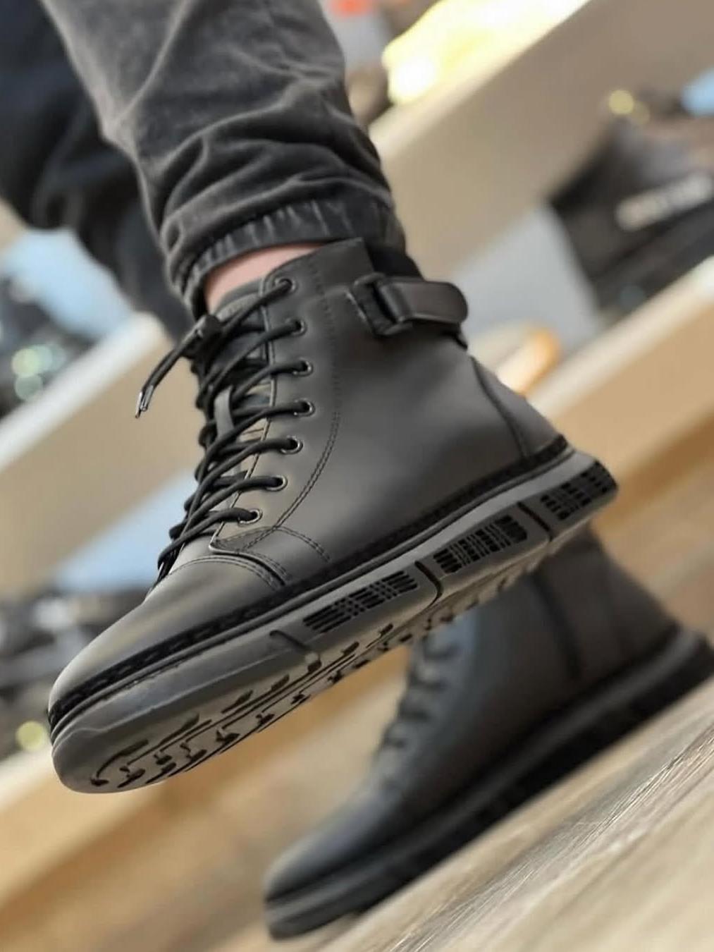 Black Martin Boots with Side Zipper