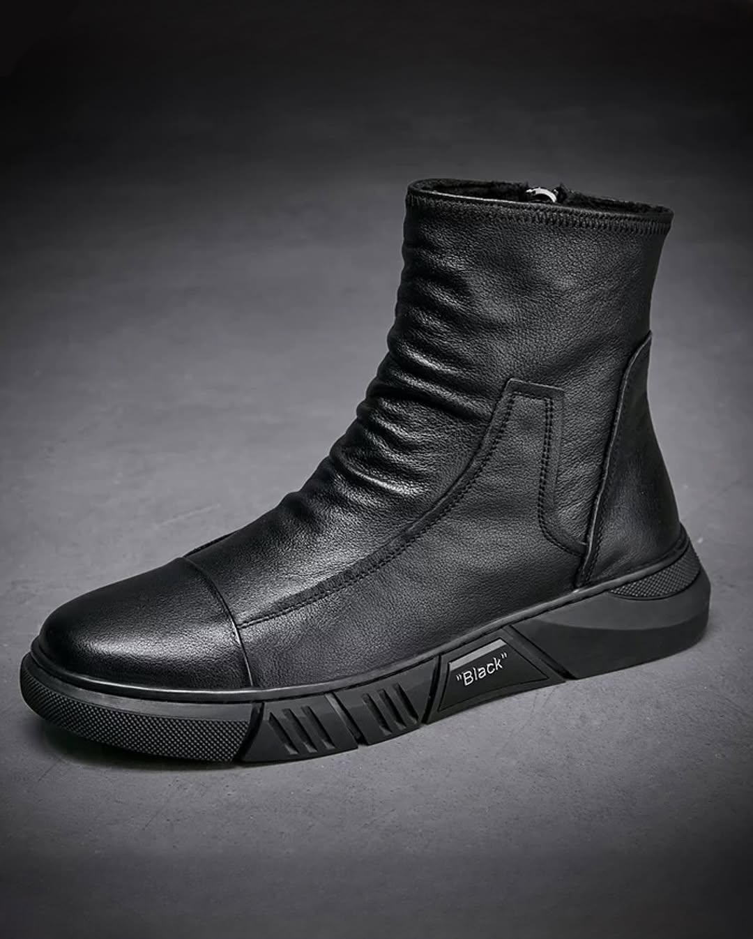 Men's leather casual flat boots