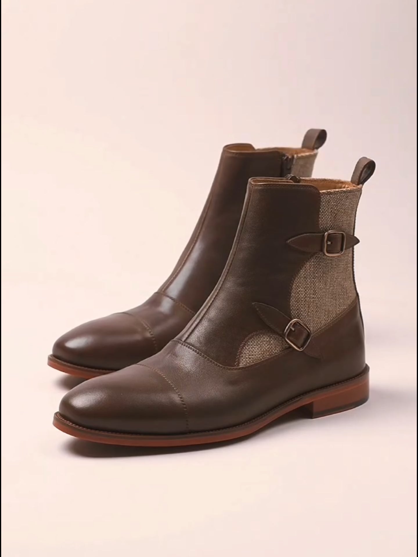 Men's high quality cowhide linen boots