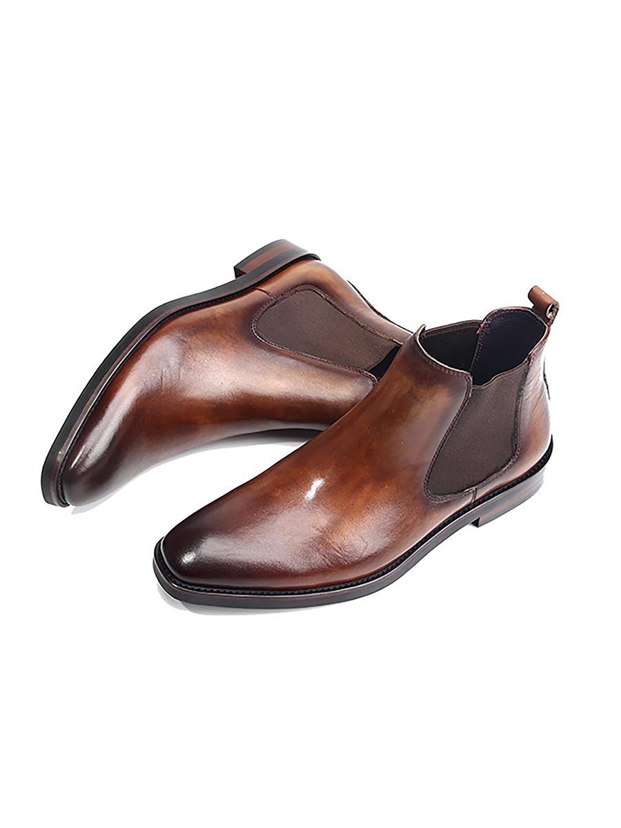 Elegant Brown Leather Dress Boots for Men