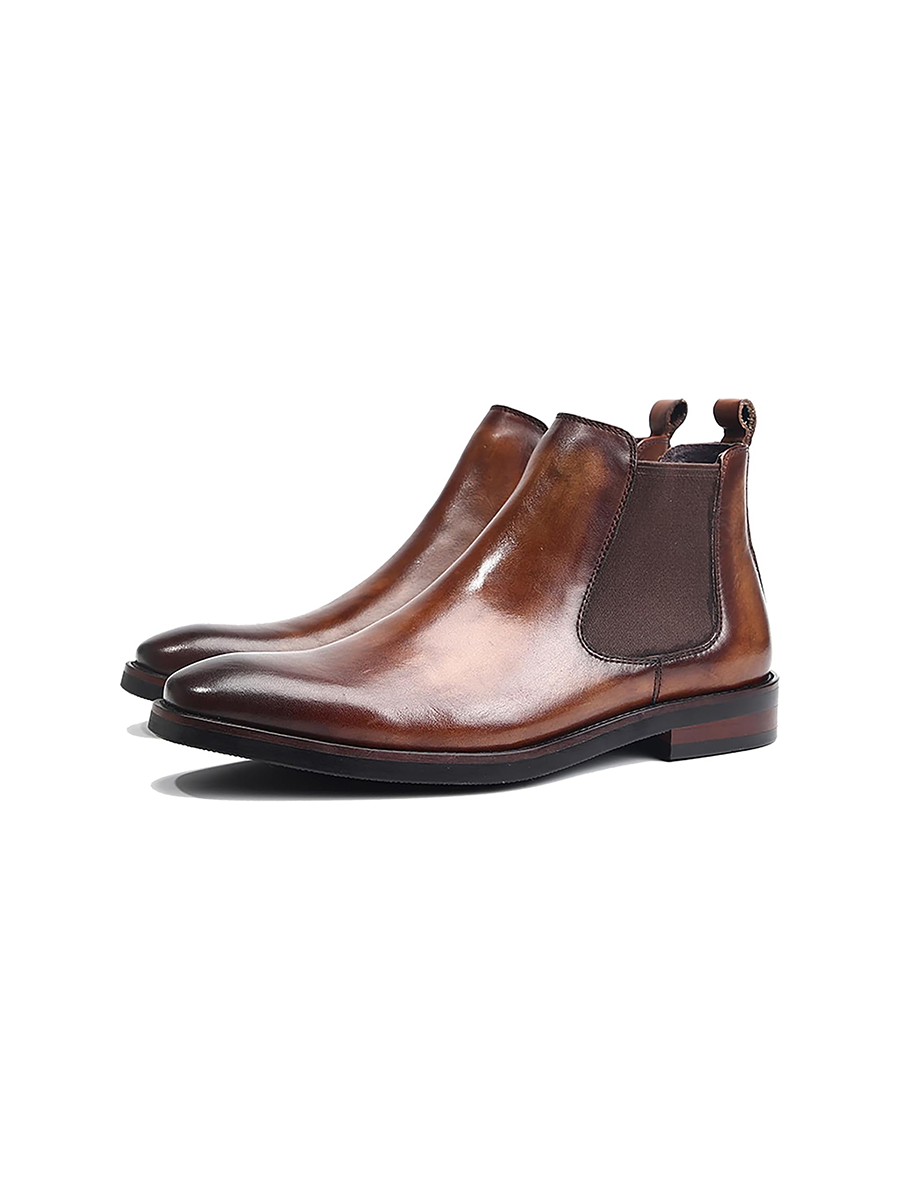 Elegant Brown Leather Dress Boots for Men