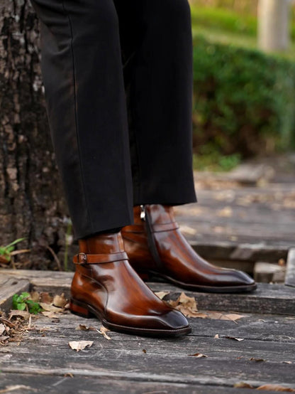 Men's Cowhide Chelsea Boots - Square Toe