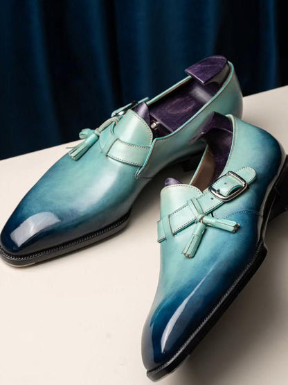 Hand-painted pigmented cowhide shoes