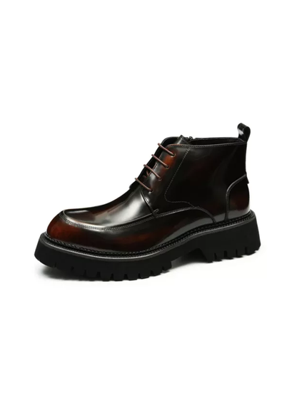 Patent Leather Mid-top Boots Mirror Martin Boots