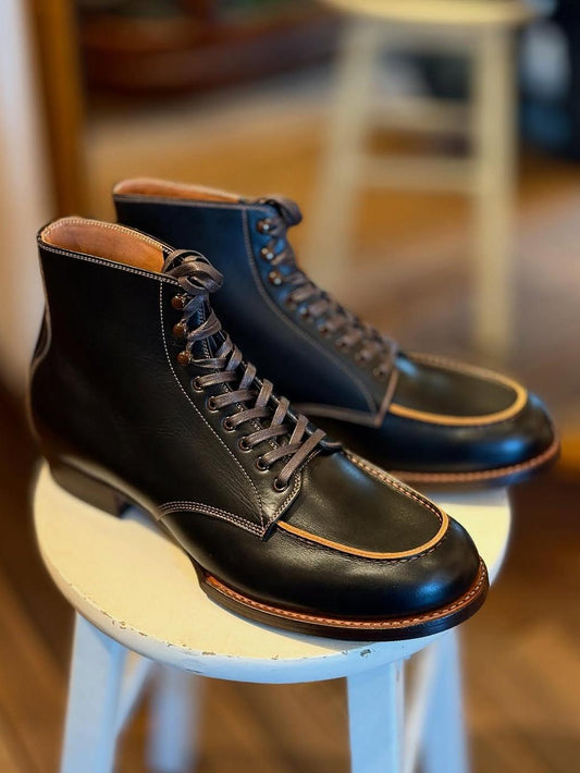 Black calfskin Martin boots