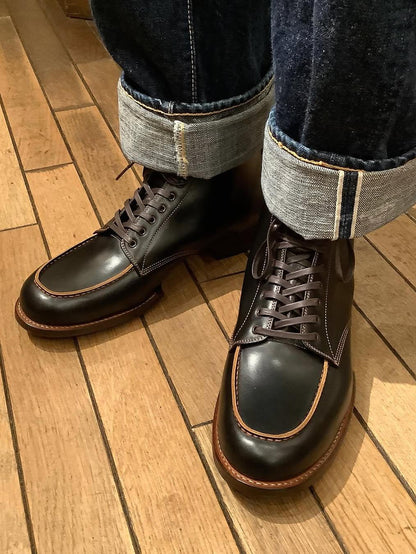 Black calfskin Martin boots