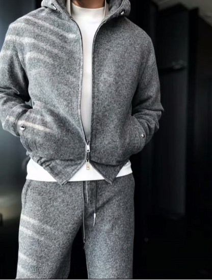 Men's Hooded Knitted Cardigan Casual Two-piece Set