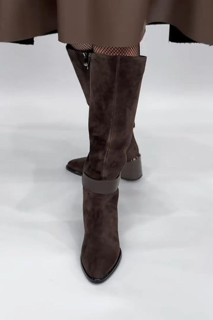 High-Heeled Plush Boots