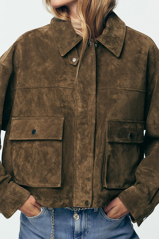 Pure Leather Bomber Jacket Coat