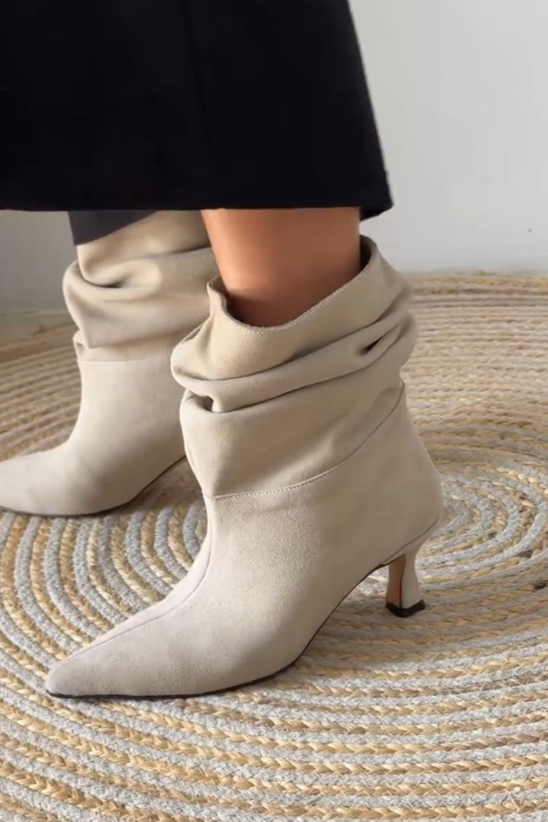 Cream White Pleated Booties